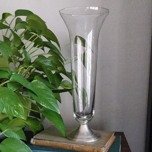 Elegant Vintage Weighted Sterling Silver & Glass Vase By Duchin Creation